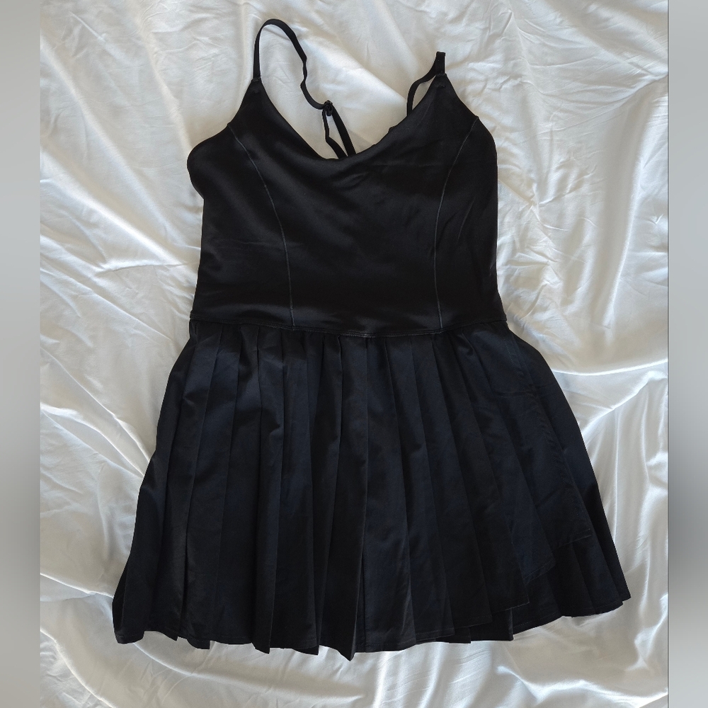 Offline by aerie real me pleated skirt dress, black, medium